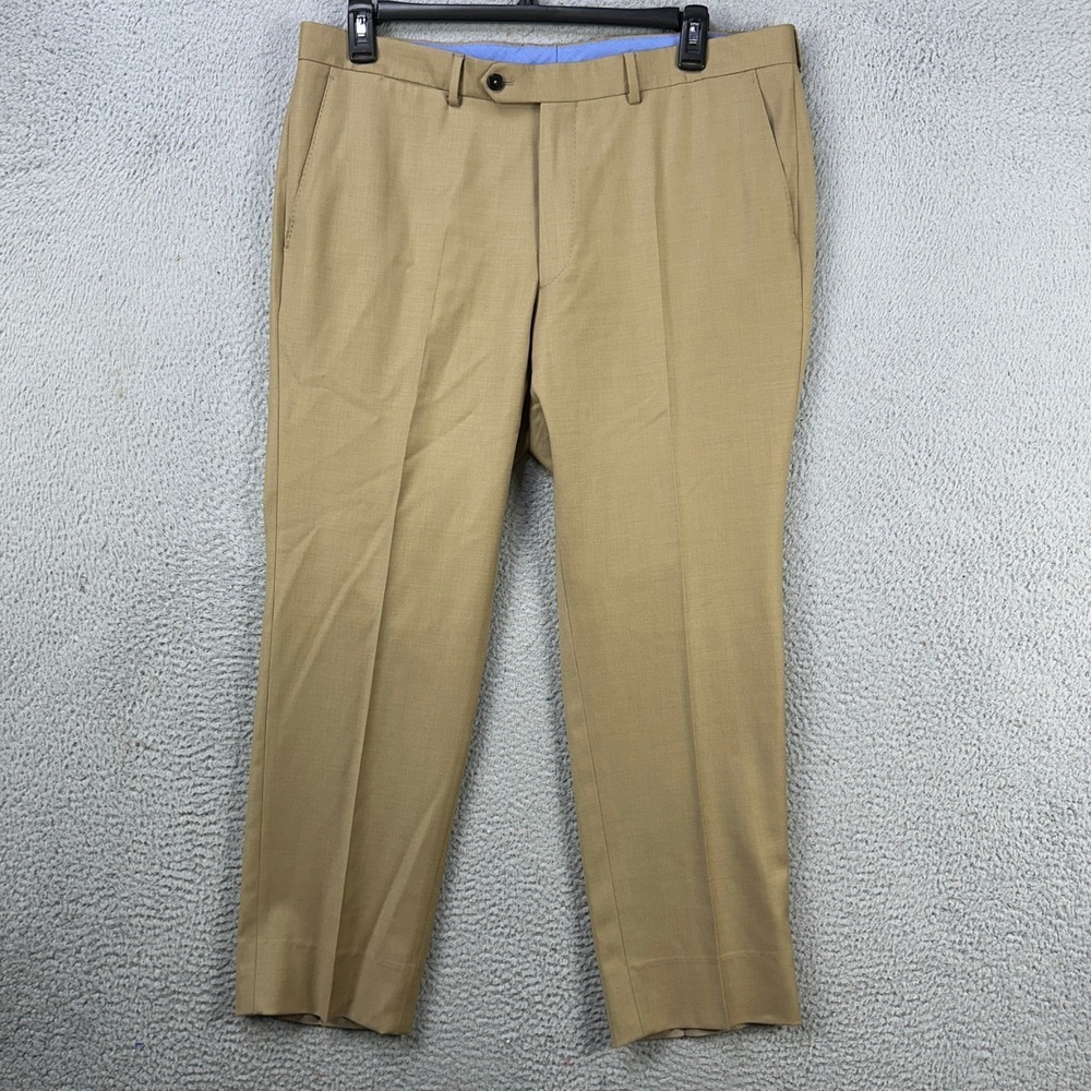 Peter Manning Pants Mens 38x28 Wool Dress Flat Front Brown MOD.0795 AC EUC